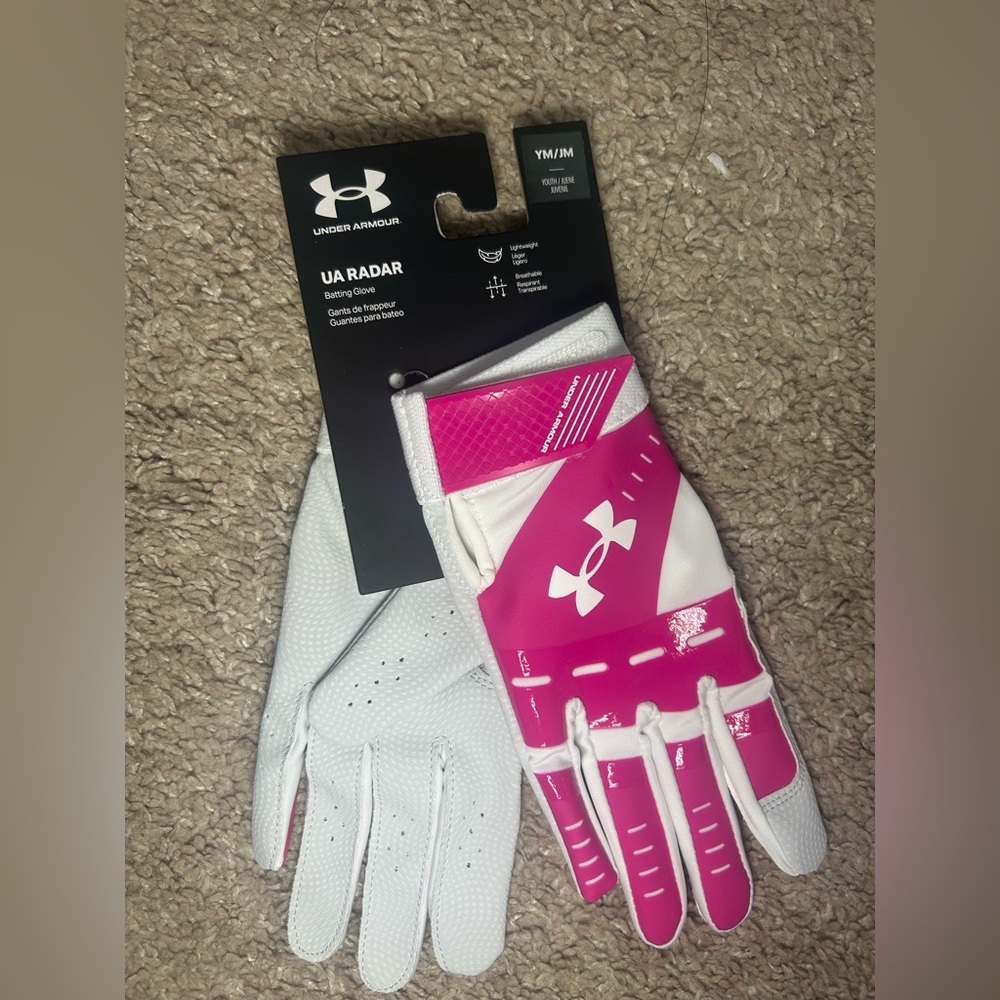 Under Armour Pink and White Men's Gloves